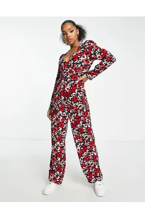 Monki Jumpsuit with long sleeves in all over print