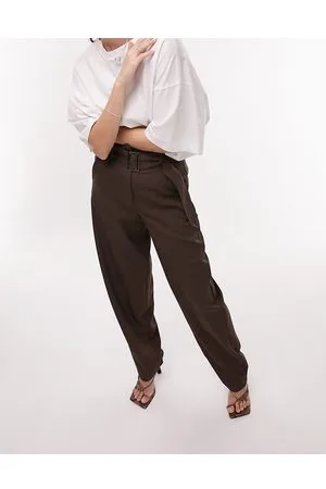 Topshop Belted peg trouser in chocolate
