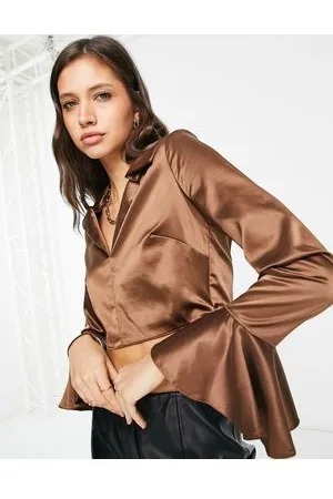 River Island Satin frill cuff shirt in