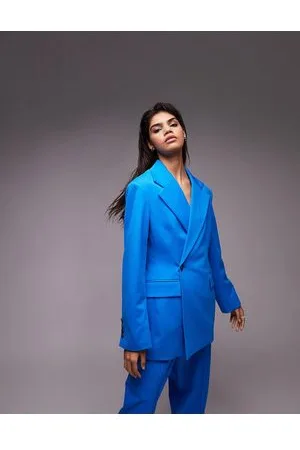 Topshop Co-ord extreme shoulder waisted blazer in azure