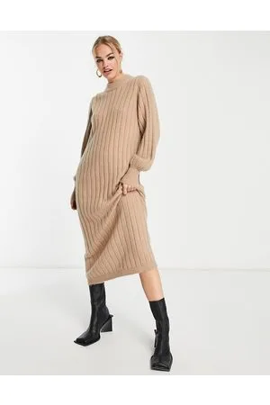 SELECTED Femme knitted maxi dress in camel