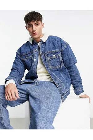 Dr Denim Eno borg trim denim jacket in
