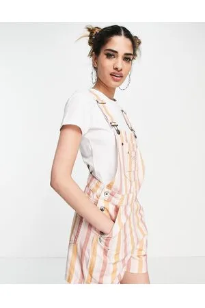 Kickers Dungaree retro shorts in stripe denim