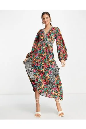 Never Fully Dressed Backless frill midaxi dress in contrast print