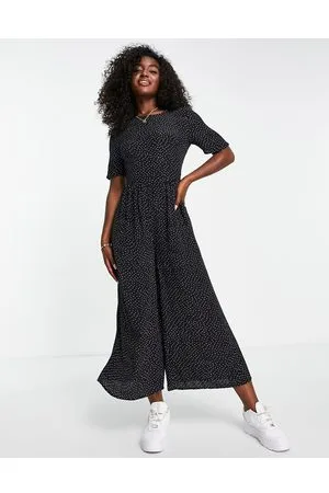 ASOS Tea jumpsuit with button back detail in mono spot