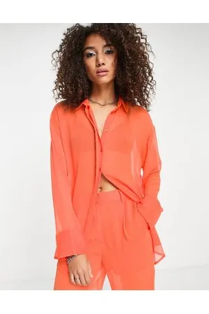 NA-KD Co-ord sheer oversized shirt in