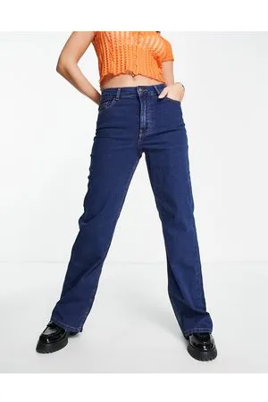 Pieces Peggy high waisted wide leg jeans in dark