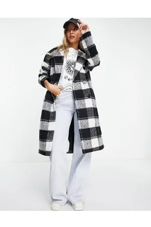 New Look Double breasted oversized coat in gingham