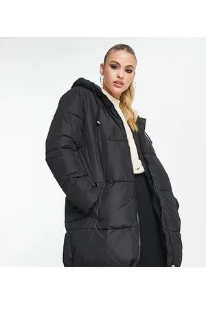 New Look Mid length hooded puffer coat in