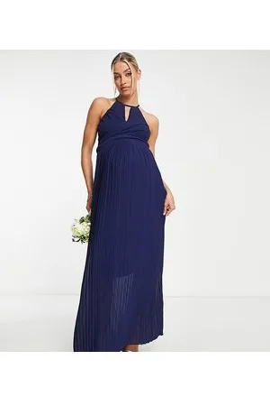 TFNC Bridesmaid pleated wrap detail maxi dress in