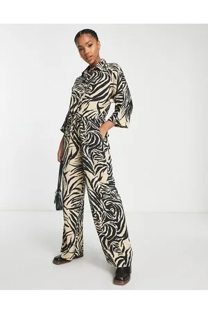Monki Boilersuit in black and beige zebra