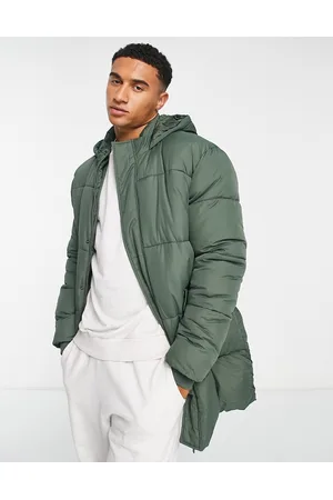 New Look Longline puffer jacket in khaki