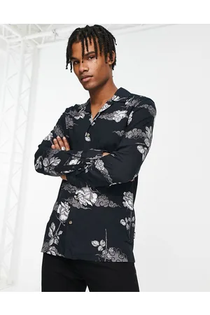 Only & Sons Revere collar long sleeve shirt in rose print