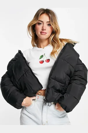 New Look Boxy padded zip up coat in