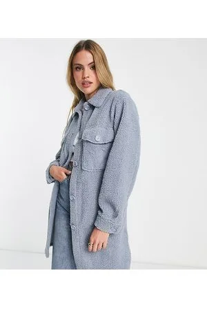 New Look Borg longline shacket in light