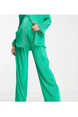 The Frolic Plisse wide leg trouser co-ord in jade