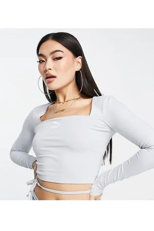 PUMA Long sleeve top with tie back details in pastel