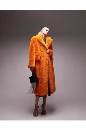 Topshop Oversized long-line faux fur coat in bright