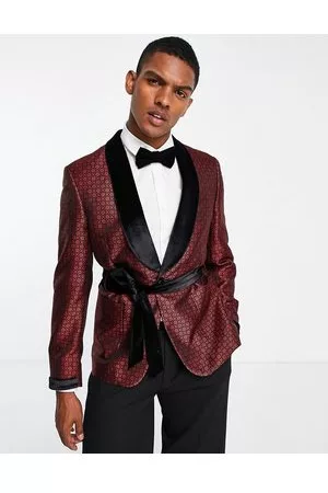 ASOS Slim tuxedo jacket with velvet lapels in geo satin