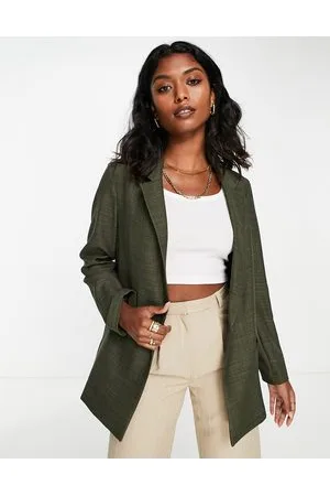 Topshop Straight twill jersey blazer in khaki