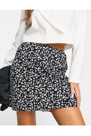 ASOS Mini bias slip skirt in mono floral print