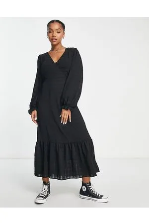 New Look Wrap midi dress in check