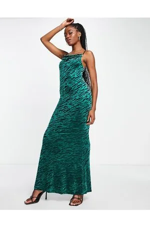 Style Cheat Cowl neck velvet burnout maxi dress in emerald