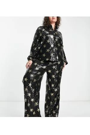 Twisted Wunder Wide leg trousers in sequin star print co-ord