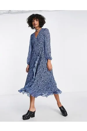 EDITED the label Wrap front midi dress with frill detail in ditsy floral