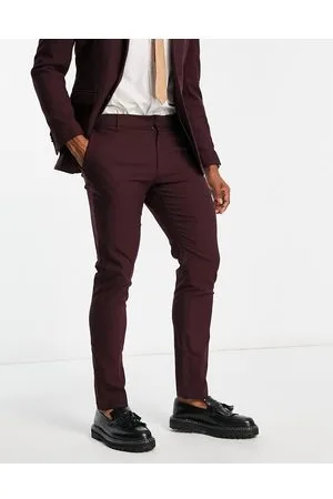 New Look Skinny suit trousers in burgundy