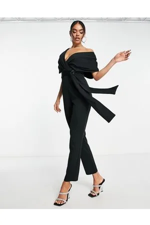 ASOS Fallen shoulder scuba jumpsuit in