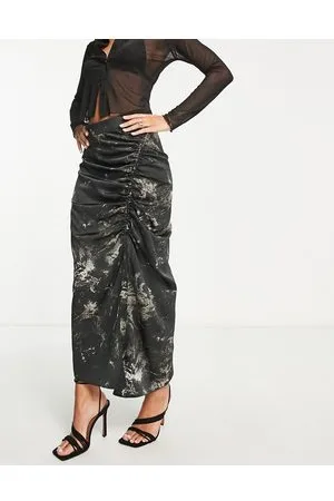AllSaints Carla Titania ruched midi skirt in