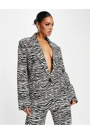 Kaiia Oversized relaxed blazer co-ord in zebra