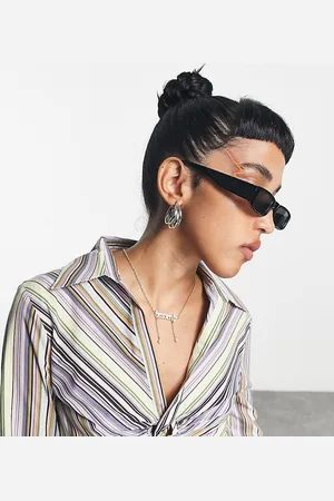COLLUSION Pastel stripe fitted shirt with opening in