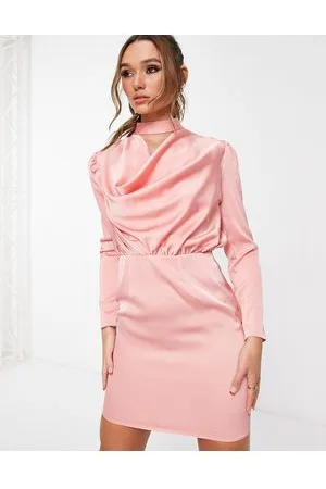 River Island Satin cowl neck mini dress in