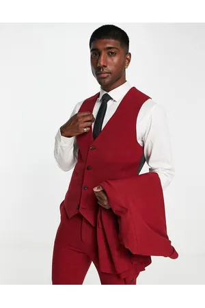 ASOS Super skinny waistcoat in burgundy