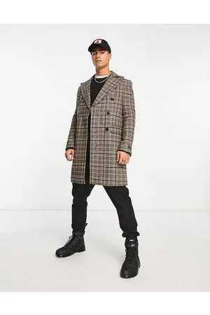 Devils Advocate Longline checked coat with insert