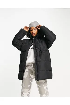 Monki Padded coat with drawstring waist in