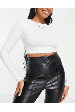 ASOS Hourglass fitted crop t-shirt with long sleeve in