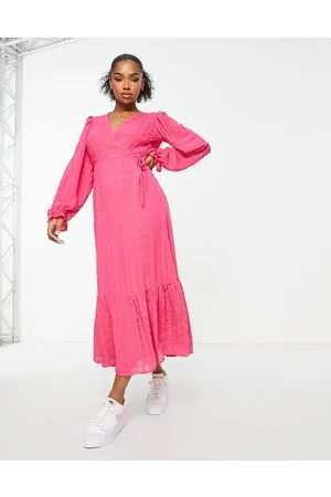 New Look Wrap midi dress in check
