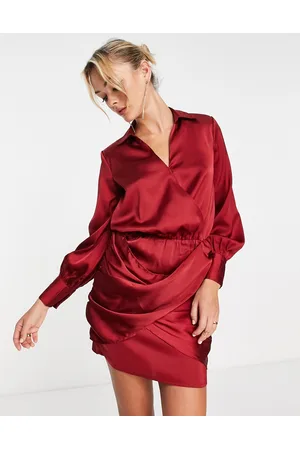 River Island Wrap shirt mini dress in satin