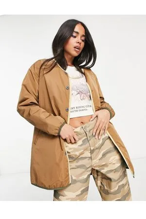 Vans Borg mix liner quilted jacket in brown