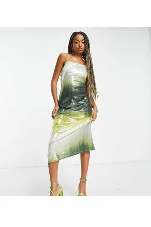 COLLUSION Ombre sequin midi slip dress in