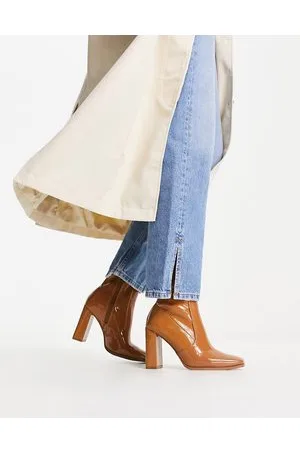 Aldo Audrella high ankle boots in caramel patent