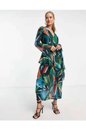 Never Fully Dressed Ruffle maxi dress in abstract print