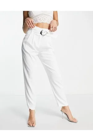 Morgan High waist belted cigarette trouser in