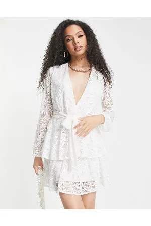 John Zack Lace tiered mini dress in