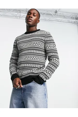Brave Soul Christmas fairisle jumper in jet