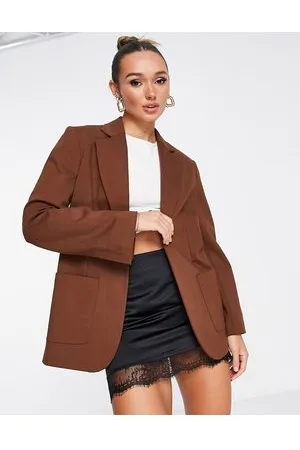 Topshop Ponte jersey blazer in chocolate