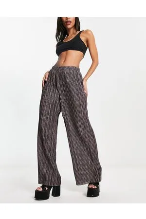 Object Metallic textured wide leg trouser co-ord in